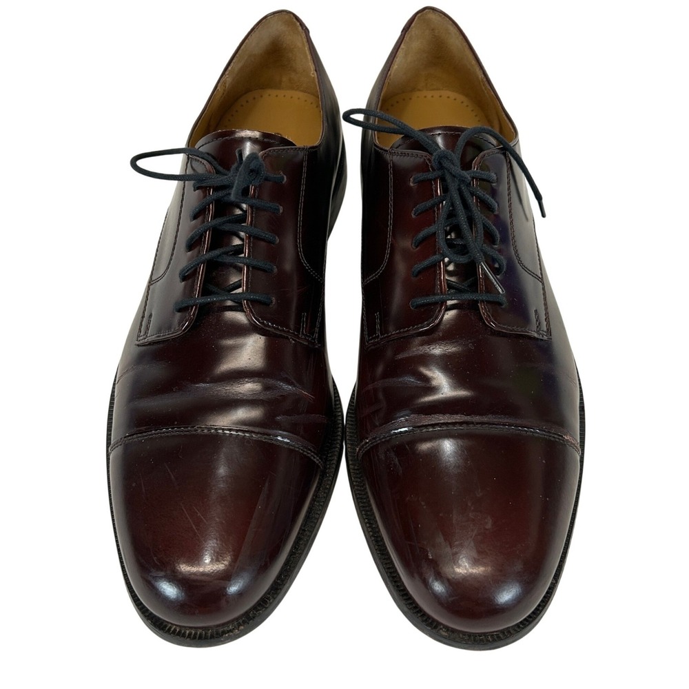 Florsheim Mens Burgundy Polished Leather Cap Toe Derby Dress Shoes Size 12